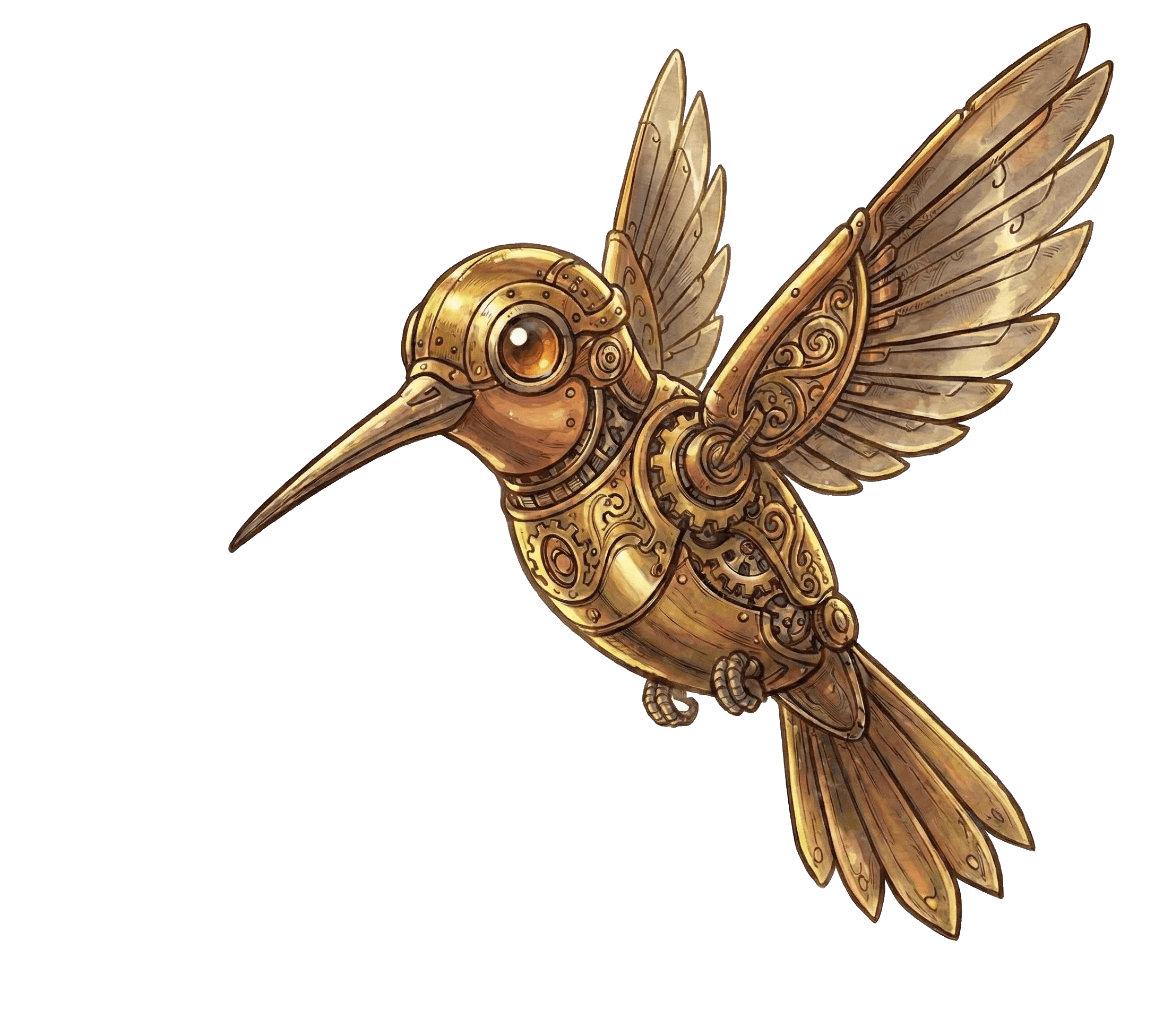 a mechanical hummingbird called gilly representing the gardenlet